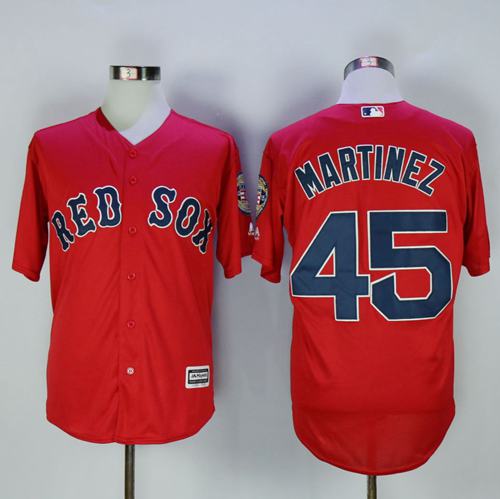 Red Sox #45 Pedro Martinez Red New Cool Base Stitched MLB Jersey - Click Image to Close